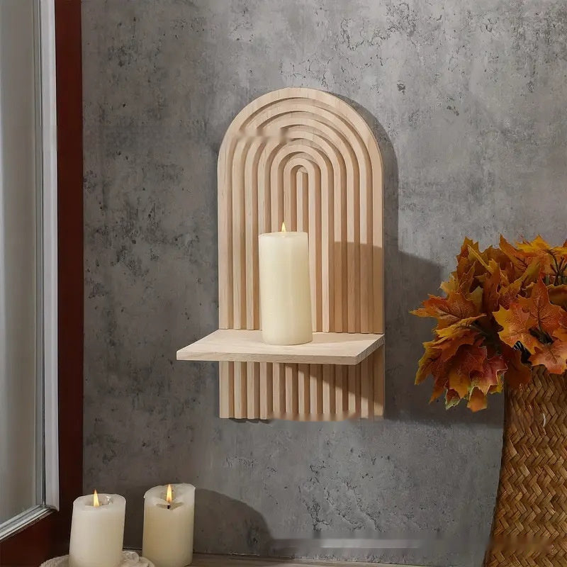 Wooden Arch Wall Hanging Candlestick Vase