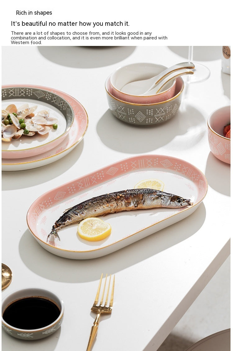 Hand-painted Light Luxury Underglaze Tableware Suit