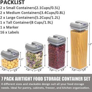 7Pcs Plastic Food Storage Container Jar