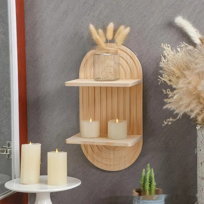 Wooden Arch Wall Hanging Candlestick Vase