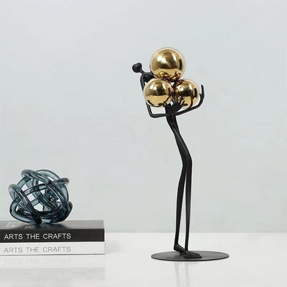 Light Luxury Black Ball Holder Metal Ornament