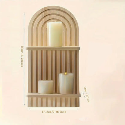 Wooden Arch Wall Hanging Candlestick Vase